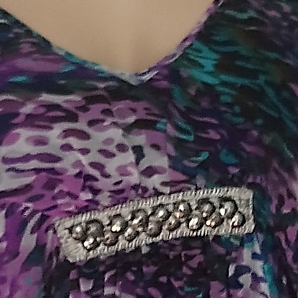 JENNIFER LOPEZ Multi Color top Blouse Sz XS CHIC! - Picture 6 of 9